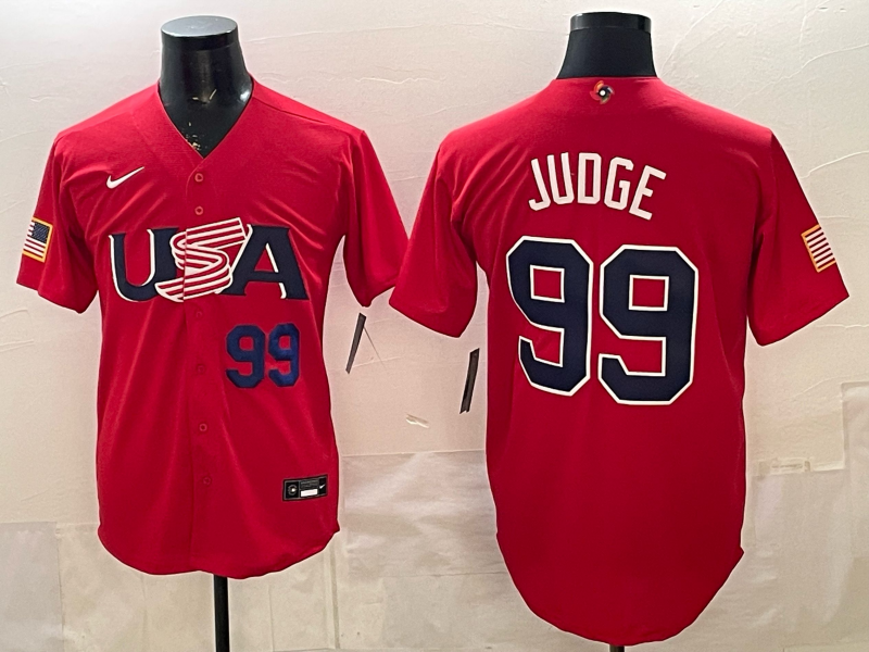 Men 2026 World Cub USA #99 Judge red Nike MLB Jersey 006